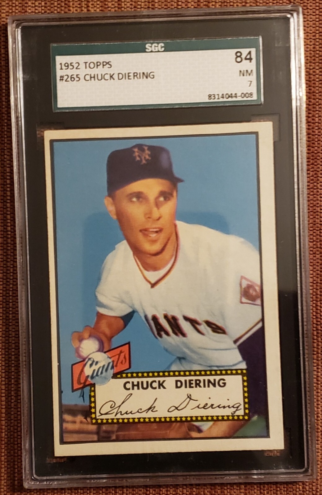 1952 Topps #265 Chuck Diering New York Giants Original Baseball Card SGC 7 NM