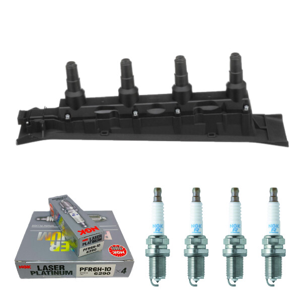 New Ignition Coil  NGK Laser Platinum Spark Plug 4PCS for Saab 9-3 / 9-5 L4