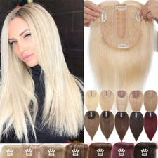 Clip In Hair Topper 100% Real Remy Human Hair Extensions Hairpiece Russian Remy
