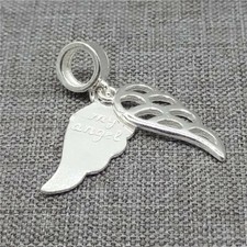 2pcs of 925 Sterling Silver My Angel Wing Charms Pendants for Bracelet Necklace