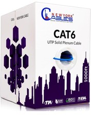 CAT6 Plenum 1000ft Bulk CMP 23AWG 550MHz UTP Ethernet Network Cable Blue