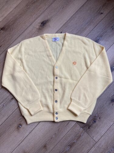 Vintage IZOD Cardigan Sweater Mens Large Yellow A… - image 1