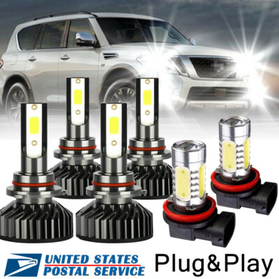6x 9005+9006+H11 LED Headlights Kit + LED Fog Lights For Nissan Armada 2011-2015