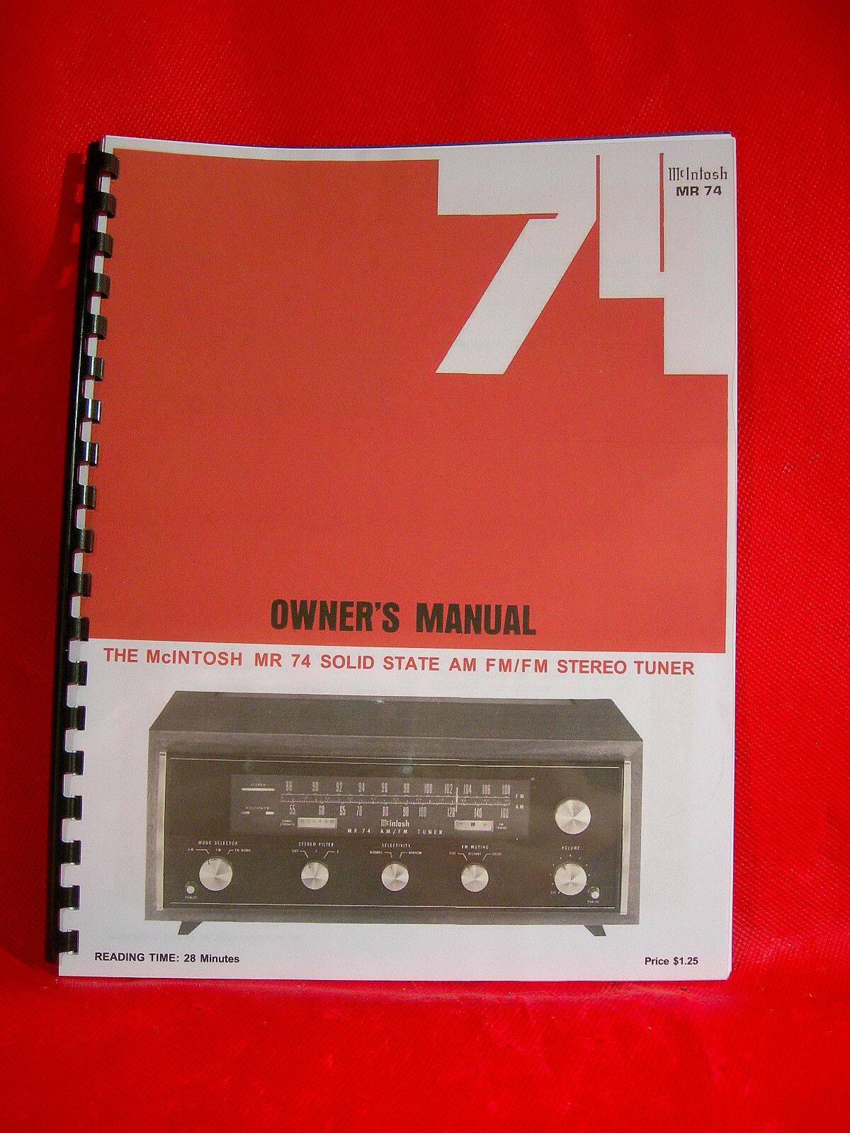 ONE BRAND NEW COPY OF MCINTOSH MR74 STEREO TUNER OWNER’S MANUAL