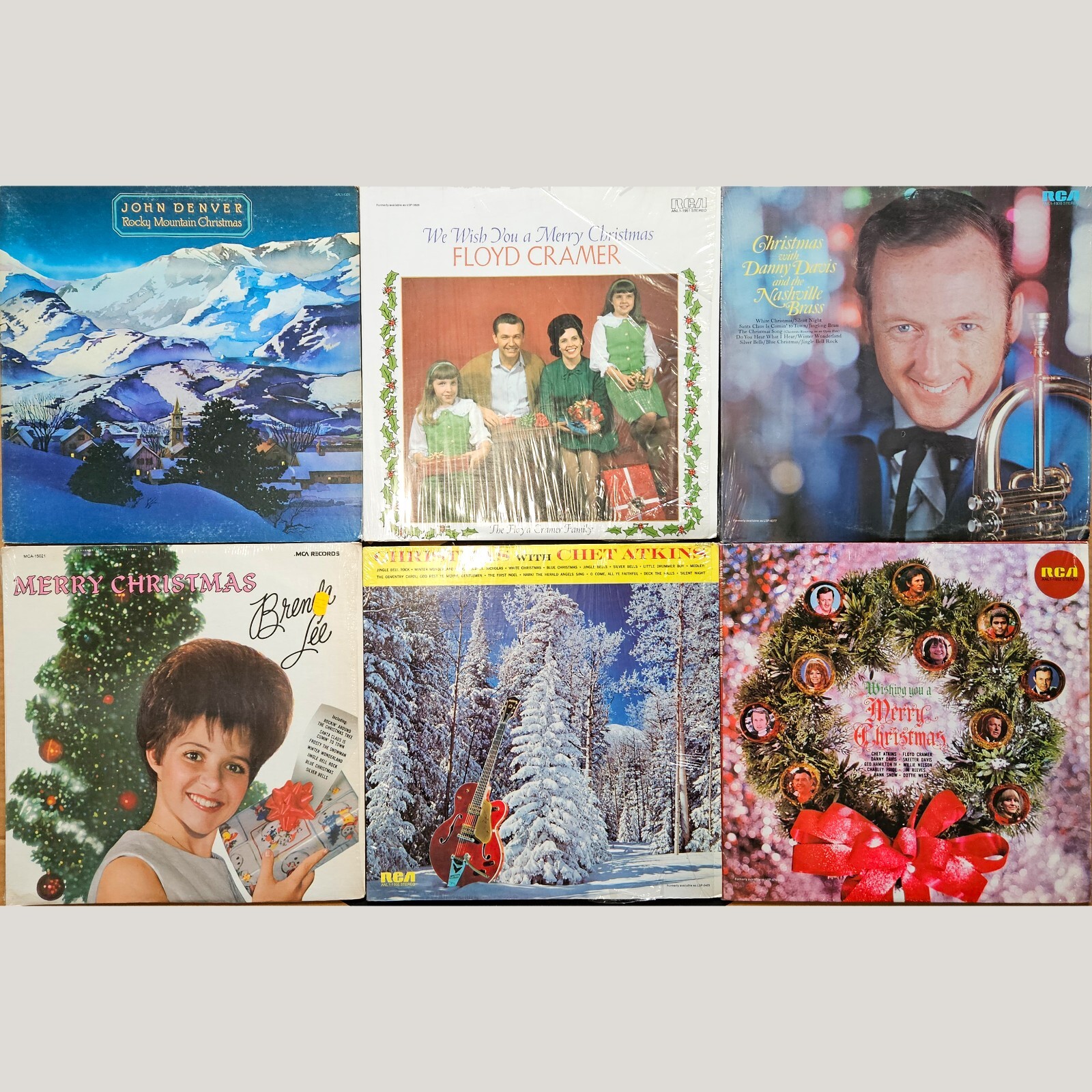 Vtg 6 LP Lot #209: Country Christmas Records Brenda Lee John Denver Chet Atkins+