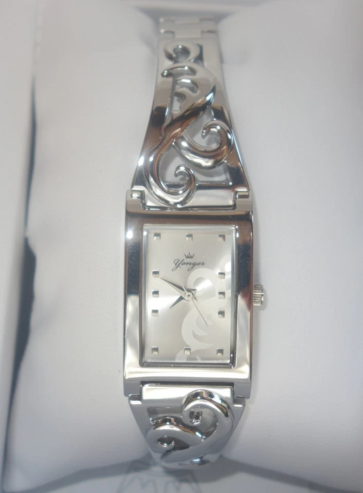 Reloj pulsera Yonger and Bresson DMC 1496 rectangular esfera blanca acero para mujer Foto 3 de 4