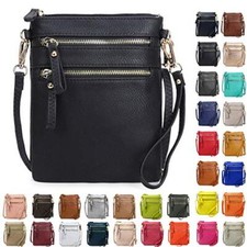 Women's Crossbody Bag Multi Zipper Pockets with Detachable Wristlet, Black