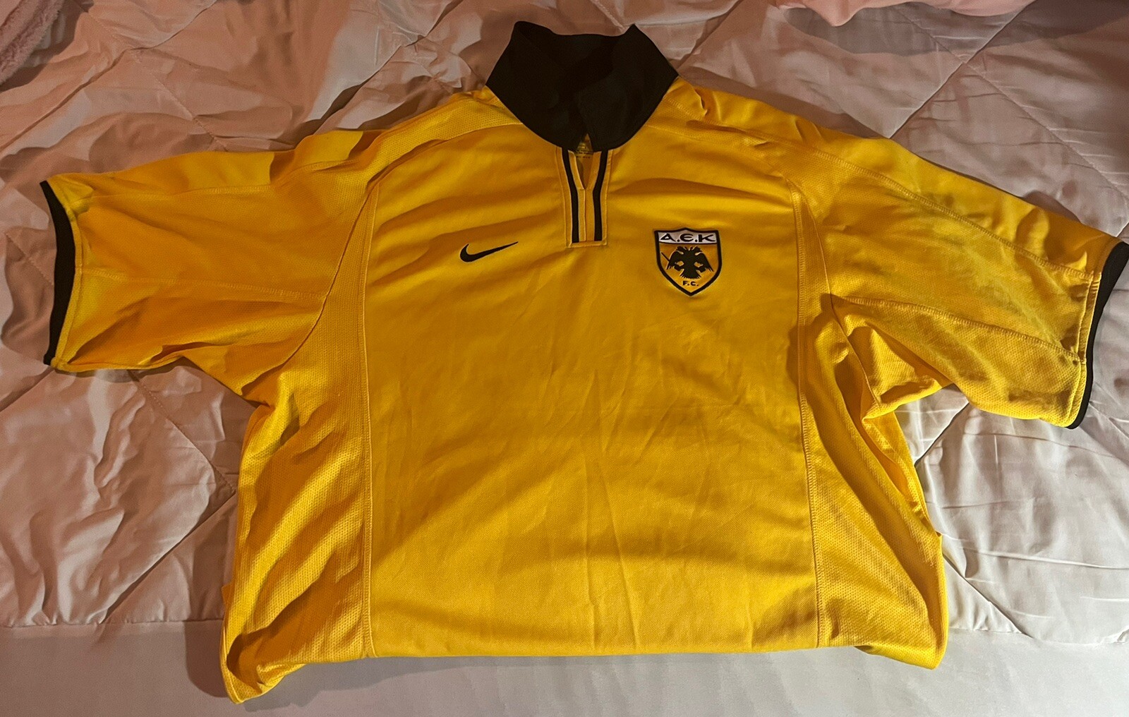 Vintage AEK Athens Jersey Shirt  Black Nike Greece Soccer Size L Large 2000-2002