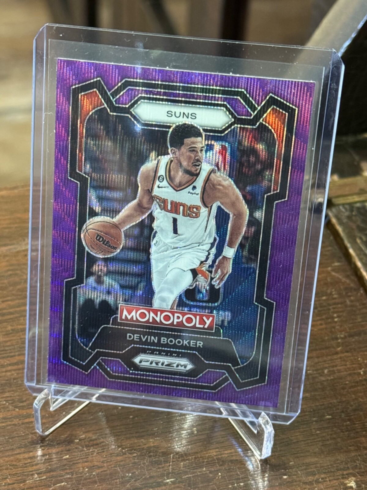 2023-24 Panini Prizm Monopoly #72 Devin Booker Purple Wave Prizm Suns