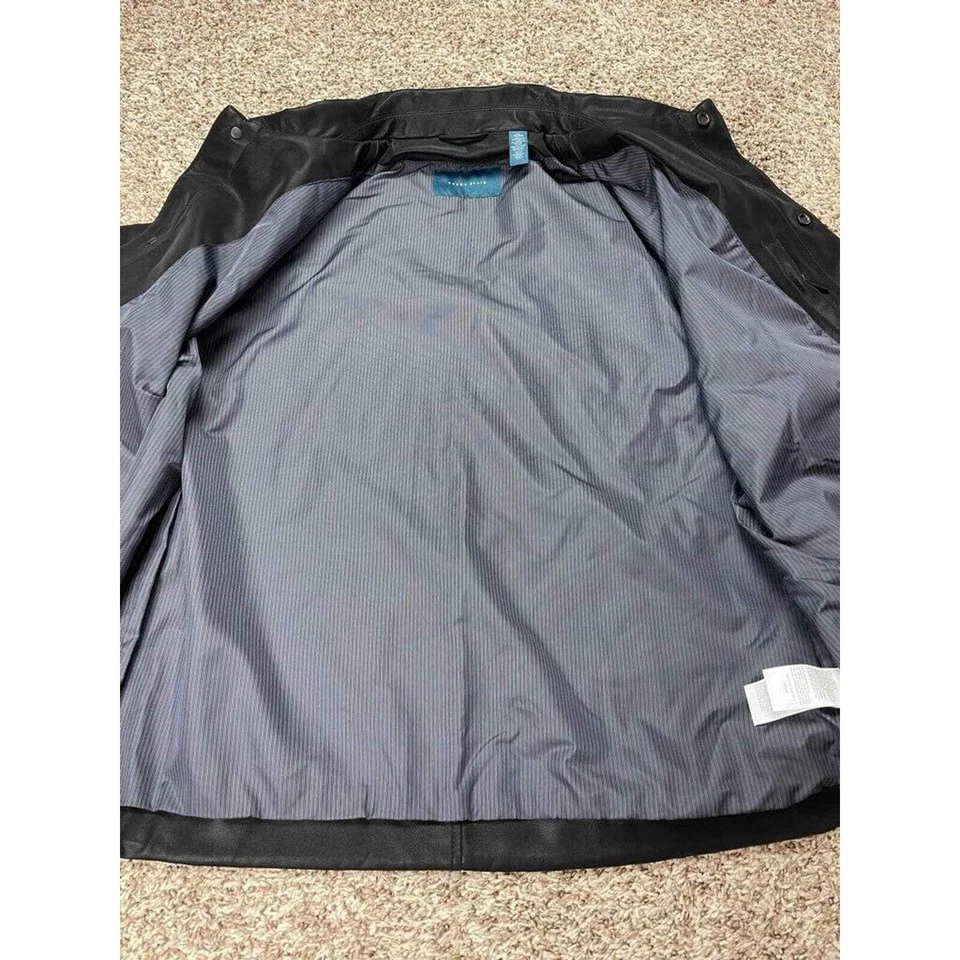 Perry Ellis Mens Jacket Black Buttons Pockets Long Sleeve Faux Leather XL New - Image 3 of 4