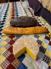 Faux Fake French Baguette Loaf Dark Bread And Cheeze Realistic Food Display Prop