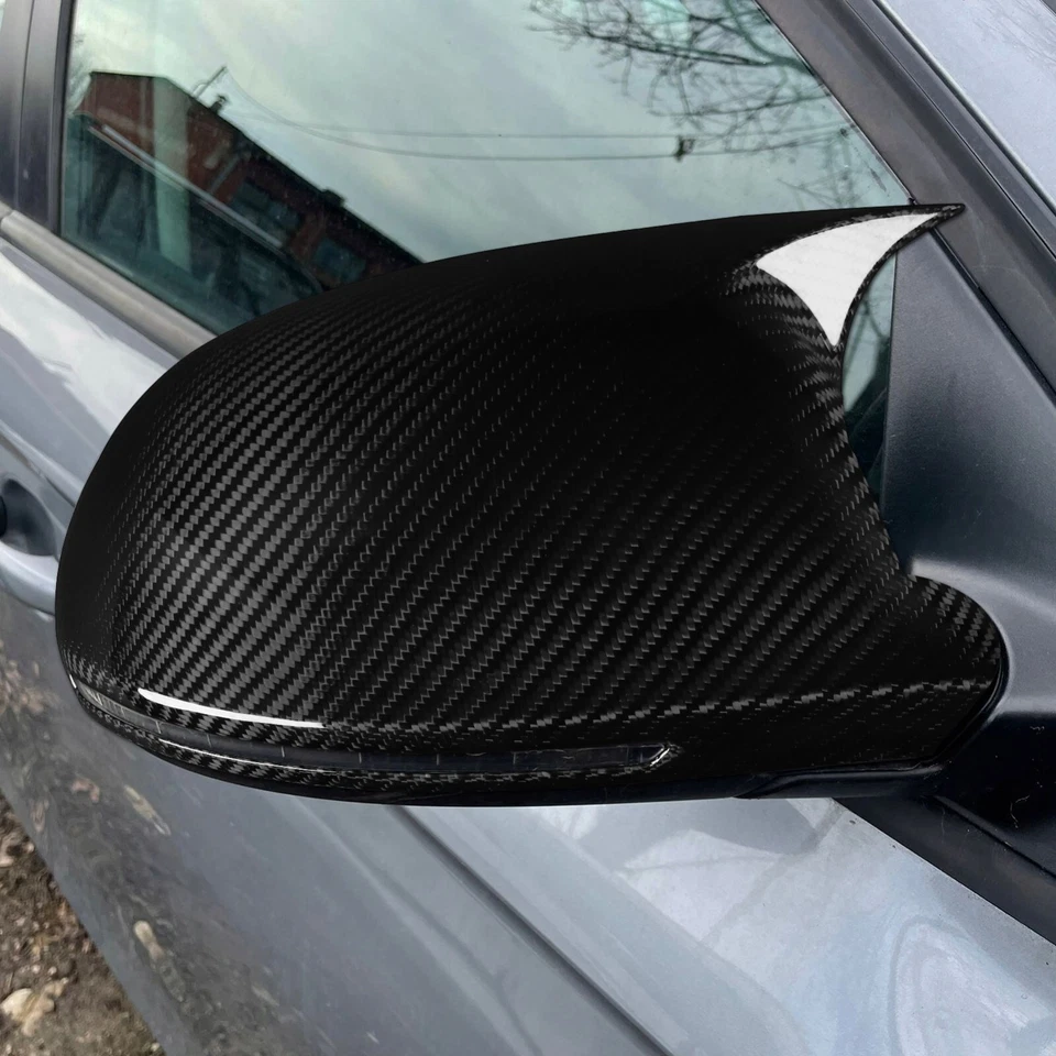 Cubierta de tapa de espejo retrovisor lateral de fibra de carbono seca real para Audi A4 B8 2009-2012 Foto 4 de 4