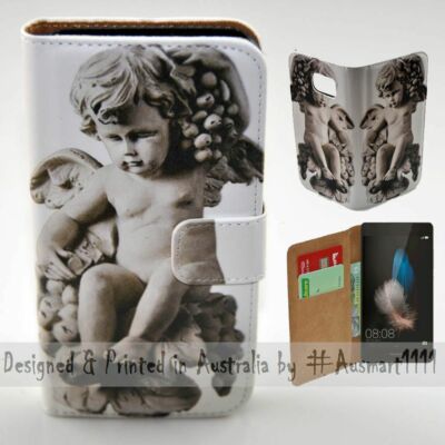 For Huawei Series - Baby Angel Sculpture Print Wallet Mobile Phone Case Cover