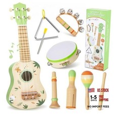 Toddler Guitar Set, 7-in-1 Wooden Baby Musical Instruments Band Includes 17"