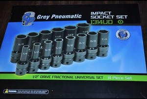 Grey Pneumatic (1314UD) 1/2" Drive 14 Pc. DEEP IMPACT UNIVERSAL SOCKET SAE 