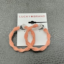Lucky Brand Earrings Pink Woven Hoop Womens B...
