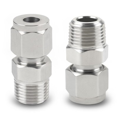 Stainless Steel 304 Compression Fitting Straight Adapter Connector with Doubl...