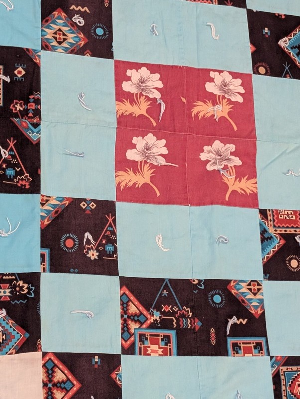 Vintage Childs Quilt 31" X 39" Cotton Aztec Designs 