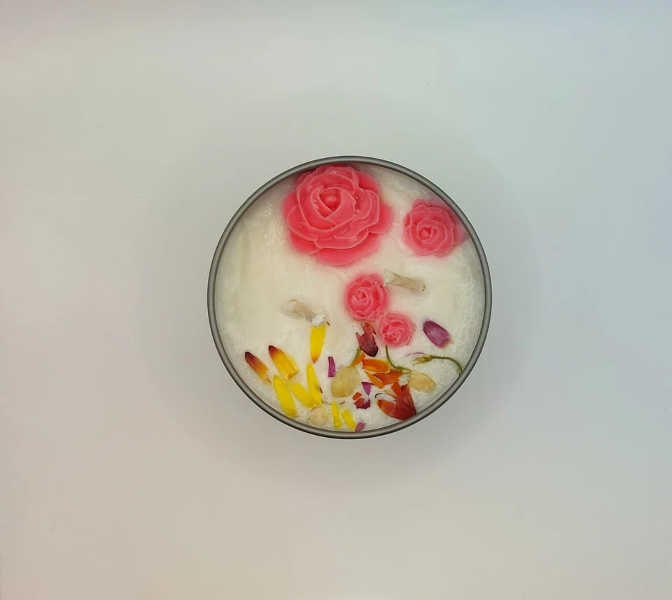 Vela de soja | Perfumada de jardín inglés | Mecha doble | Vertida a mano | 8 oz Foto 4 de 4