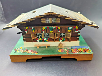 Vintage Swiss Chalet Music Box Plays ''La-Haut Sur La Montagne'' 