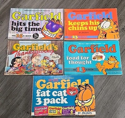 Garfield Comic Book Lot(5) Fat Cat 3-Pack &More Jim Davis Books Vintage