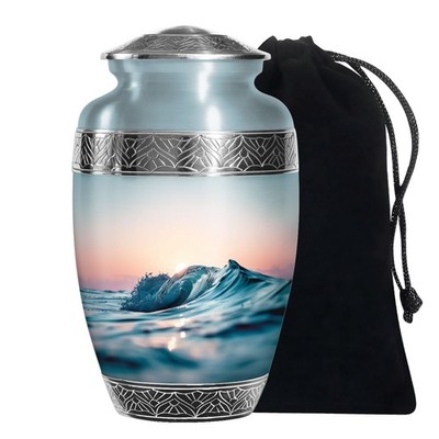Oceanwaves Calm Cremation Urns for Human Ashes Adult Mom & Dad (10 Inch)