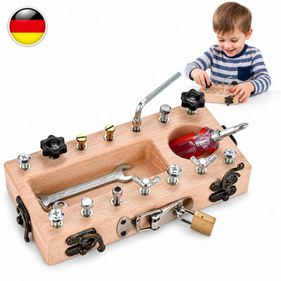 Montessori Schraubbrett Holz Spielzeug Set Busy Board für Kinder ab 3 Jahren DHL