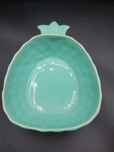 Red Wing Pottery large Turquoise Gypsy Trail Hostess Ware Pineapple Serving Bowl