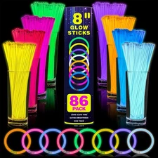 👉 86PCS Ultra Bright 8" Glow Sticks – Bulk Party Pack Light Up for Events