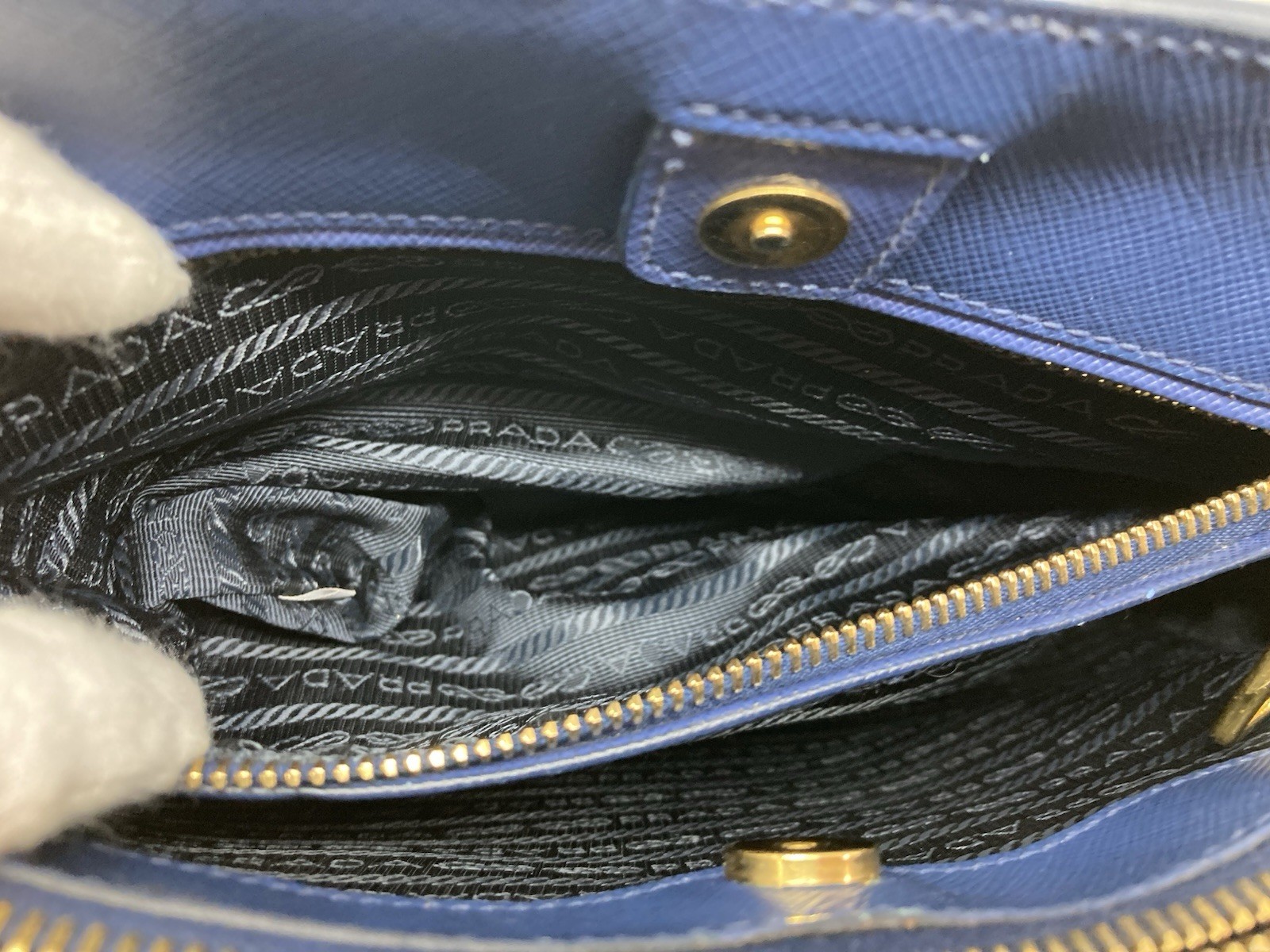 used PRADA Galleria Saffiano leather Blue 2Way Shoulder Hand bag Tote 29113 thumbnail 13