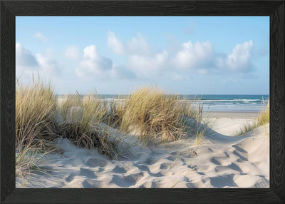 Sandy Sea Beach View Dunes Framed Wall Art Poster Canvas Print Picture