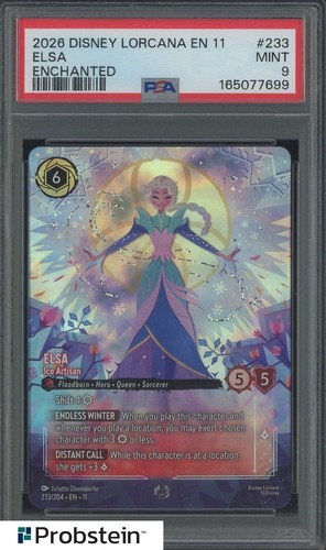 2026 Disney Lorcana EN 11 Enchanted #233 Elsa PSA 9 MINT