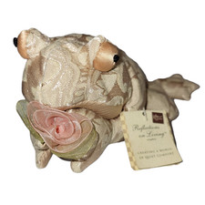 Russ Berrie Fiona Gold Pink Plush Beanie Frog Flower Reflections on living NWT