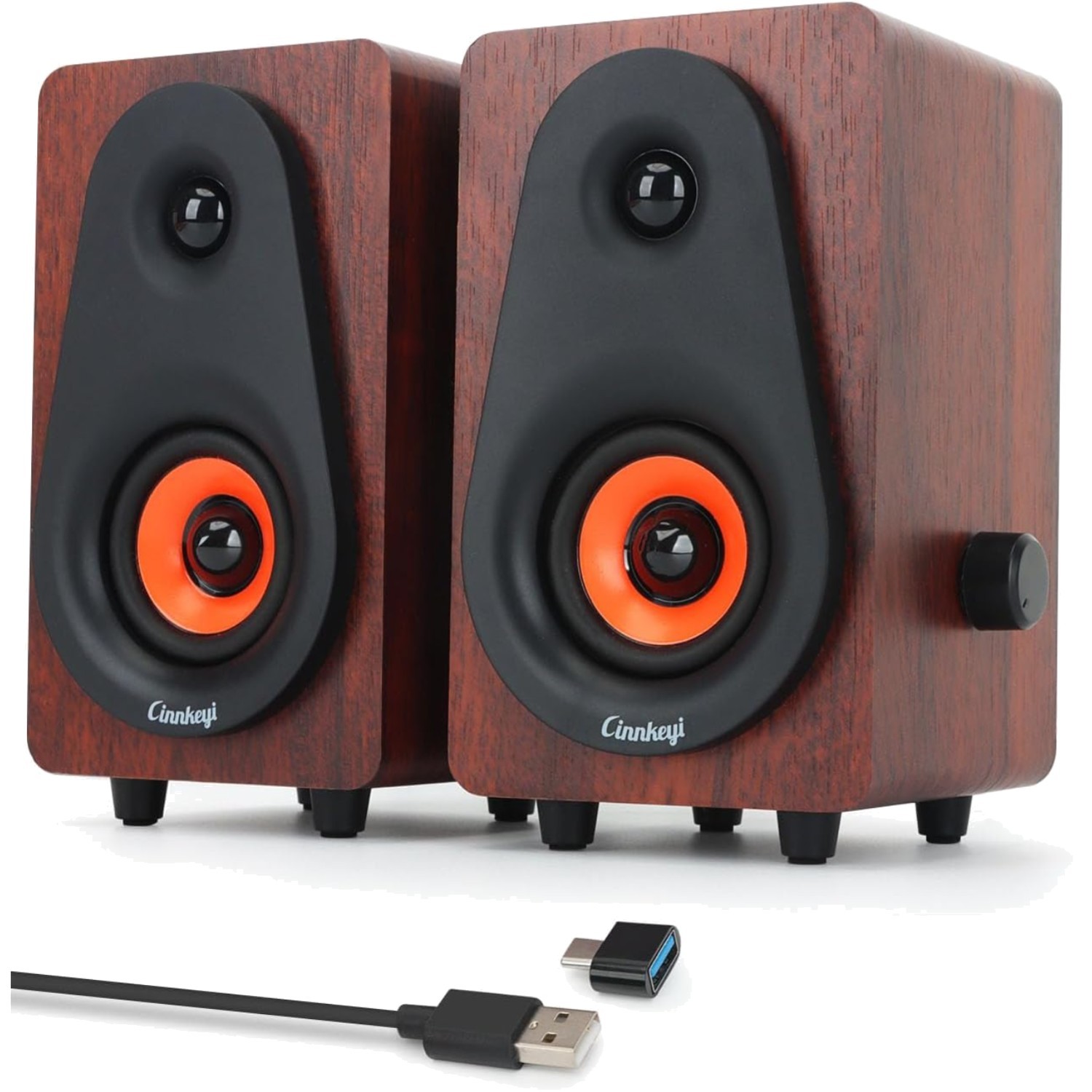 Enceintes PC 2.0 bois USB pour corriger le son faible de votre PC