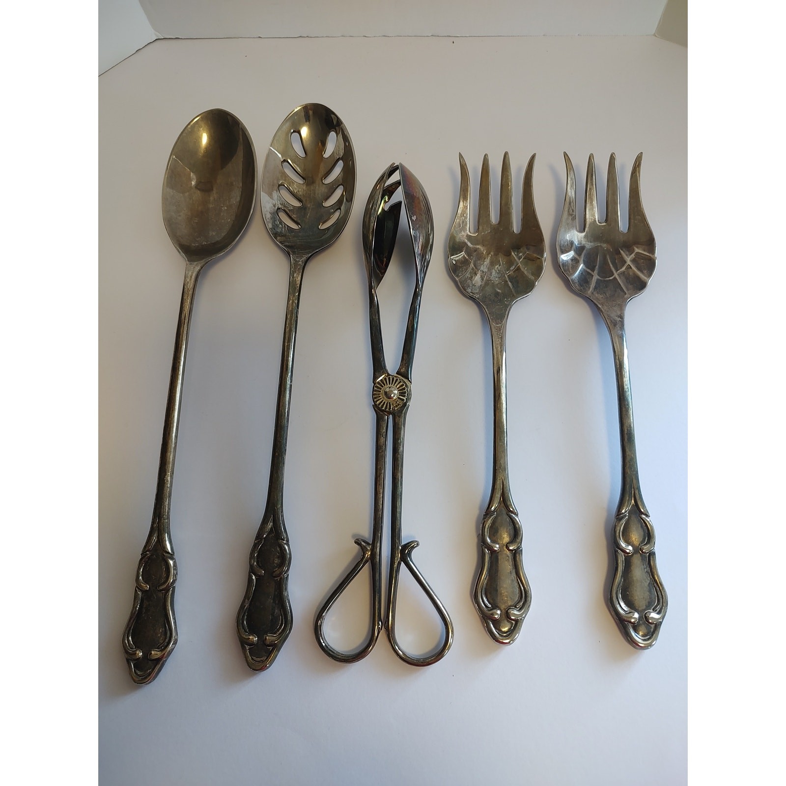 Vintage Unbranded EP Zinc Alloy Silver Plate Five Piece Serv