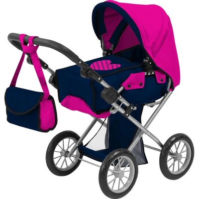 Amia Puppen-Kombiwagen Heart, blau/magenta, ca. 34,5x15,5x53,5 cm, ab 3 Jahren