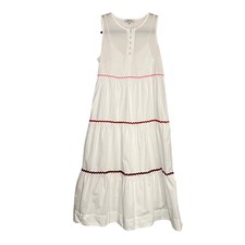Madewell Maxi Dress Size XXS White Rickrack Cattail Tiered Sleeveless Cotton