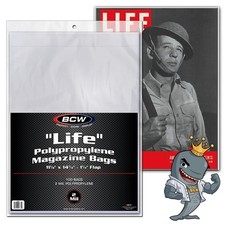 BCW Life Magazine Poly Bags Confezione 100ct Senza Acidi Qualità Archivio SPEDIZIONE GRATUITA