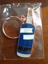 NEW EMPRESS 1908 GIN BOTTLE BLUE - ROSE METAL ENAMEL KEYCHAIN NEVER USED