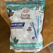 Guru Nanda Pre-Pasted Disposable Toothbrushes Wild Mint Soft Bristles 70 Count