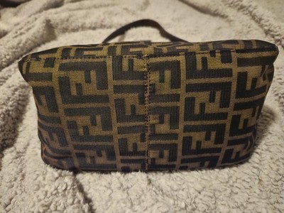 FENDI Brown Zucca Monogram Shoulder Bag Logo Buckle Silver Hardware Price    