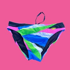 Speedo Men acid lime pink print swim Brief Swimwear size 32 34 36