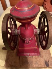 Puritan 40 Manual Cast Iron Grain Mill Hand Crank Red w/ Wood Base & Drawer