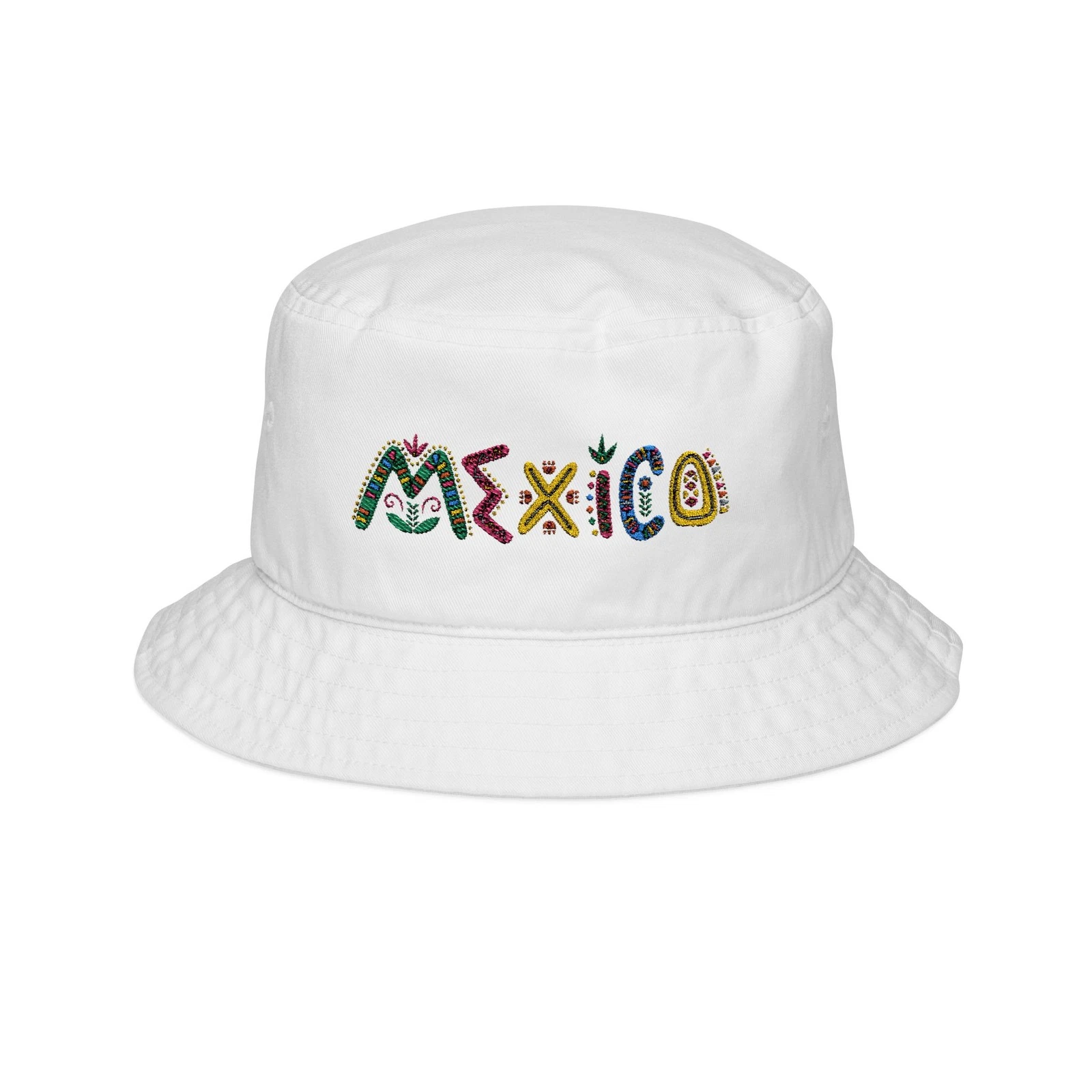 Embroidered Mexico Bucket Hat, Summer Hat for Travel, Beach Hat