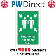 SIGN Emergency Assembly Point Muster Safety Fire Evacuation Hazard Smoke FS542M