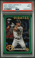 Nick Gonzales 2024 Topps Chrome Logofractor 72 Green Refractor RC  84/99 PSA 9