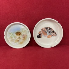 Otagiri 1981 Japan Seashell Ashtray & Unmarked Shell Ashtray Vintage Beach Decor