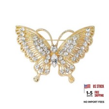 Rhinestone Butterfly Brooch for Women Sparkling Silver Blue Black Crystal Gold