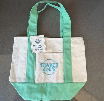 NWT Trader Joe s Limited Edition Mini Pastel Canvas Tote Bag in Mint Green
