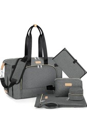 Brand new Diaper bag for moms 7 piece set  Stylish Grey Bags And Changing Pad